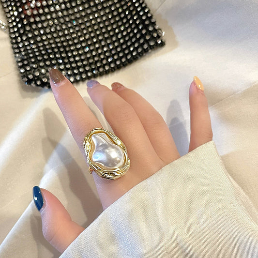 Retro Irregular-Shaped Pearl Ring For Women
